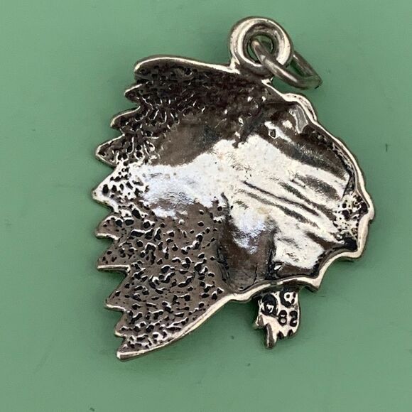 Indian Chief Headdress Sterling Silver Jewelry Charm #southwestern - Picture 3 of 3